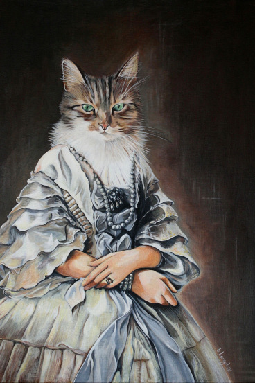 Chatte sur chassis entoilé