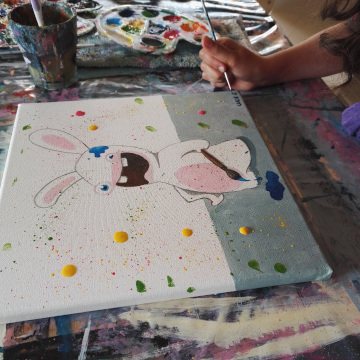 cours de dessins, lapin crétin