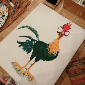 coq à l'acrylique